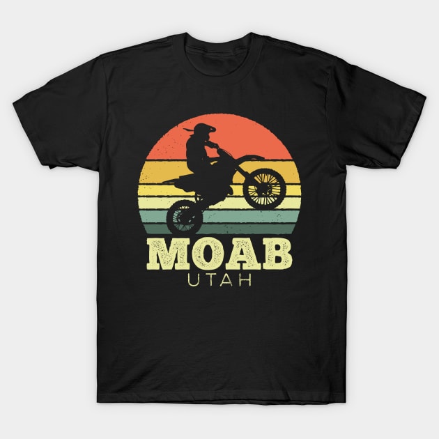 Moab Utah Motorcycle Vintage Sunset T-Shirt by DetourShirts